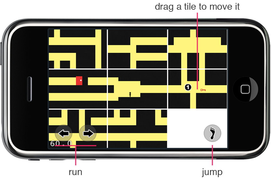 An image of a prototype in which the player can always see the whole level.